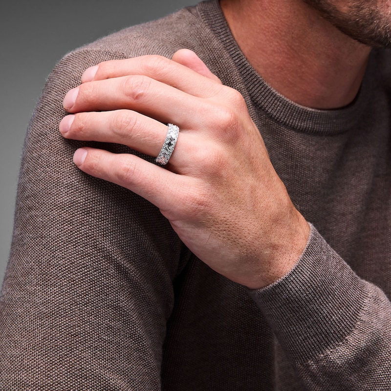 Main Image 4 of Men's Neil Lane Artistry Baguette & Round-Cut Lab-Grown Diamond Wedding Band 2 ct tw 14K White Gold