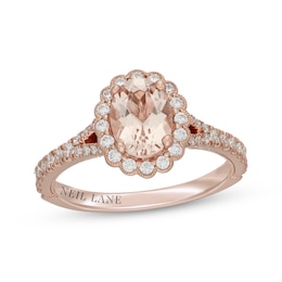 Neil Lane Oval-Cut Morganite & Diamond Halo Engagement Ring 1/2 ct tw 14K Rose Gold