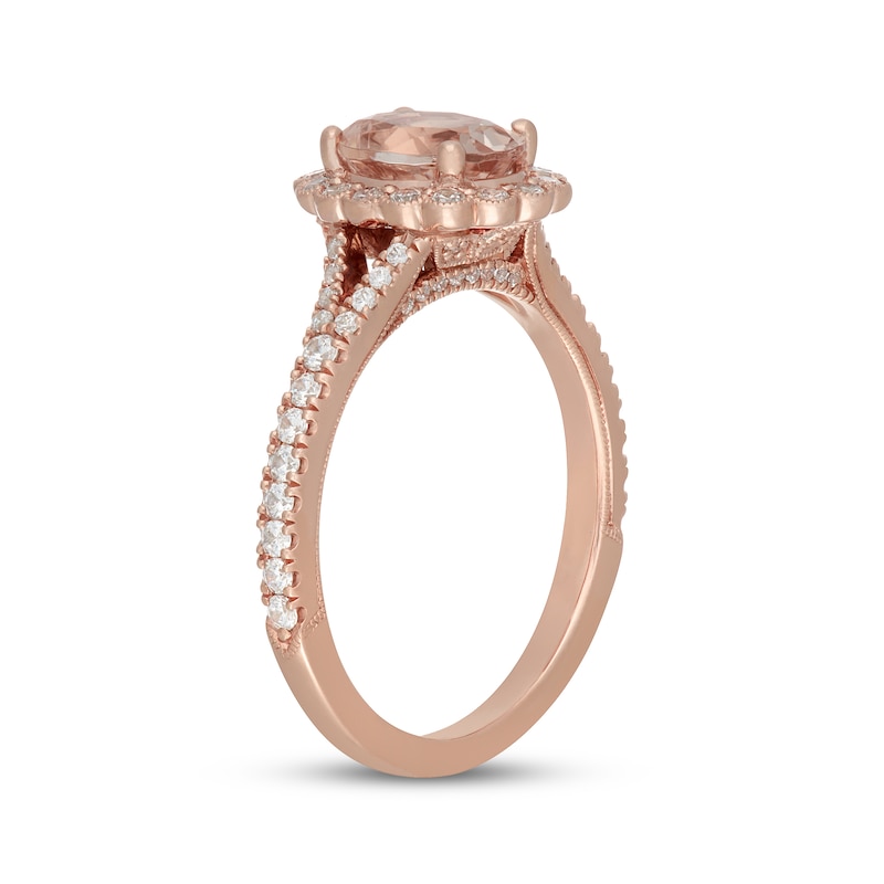 Main Image 2 of Neil Lane Oval-Cut Morganite & Diamond Halo Engagement Ring 1/2 ct tw 14K Rose Gold