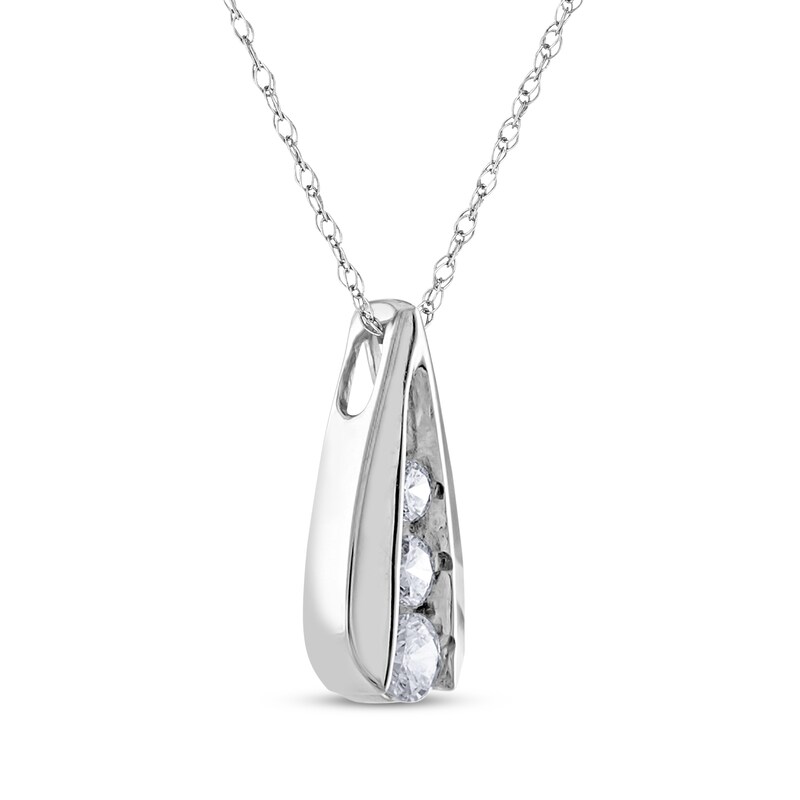 Main Image 2 of Diamond Three-Stone Necklace 1/4 ct tw 14K White Gold 18"