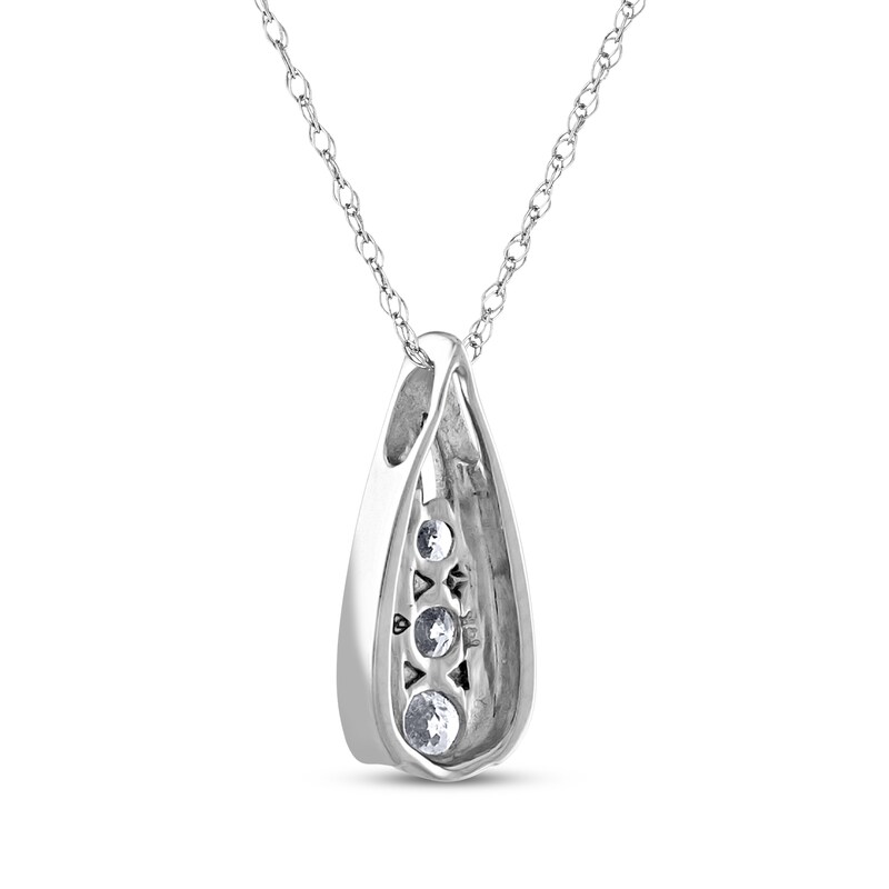 Main Image 3 of Diamond Three-Stone Necklace 1/4 ct tw 14K White Gold 18"