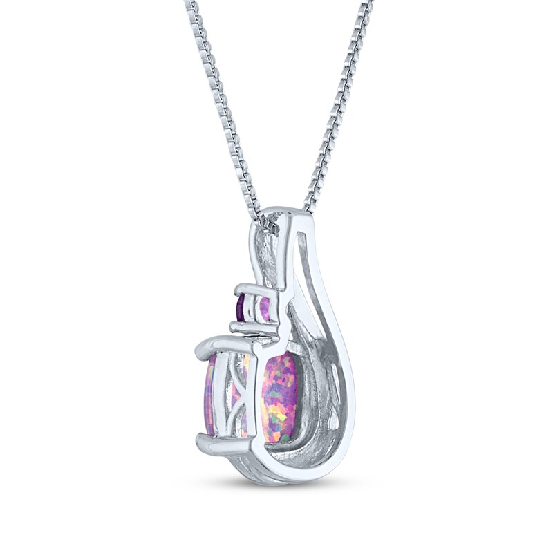 Main Image 3 of Cushion-Cut Lavender Lab-Created Opal & Amethyst Swirl Necklace Sterling Silver 18"