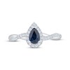 Thumbnail Image 3 of Adore Pear-Shaped Blue Sapphire & Diamond Halo Engagement Ring 1/4 ct tw 14K White Gold