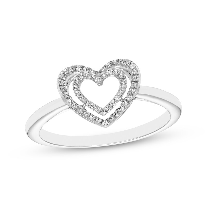 Main Image 1 of Diamond Double Heart Ring 1/10 ct tw Sterling Silver