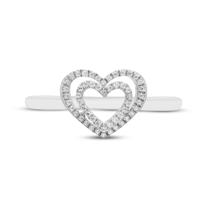 Main Image 2 of Diamond Double Heart Ring 1/10 ct tw Sterling Silver