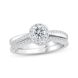 Adore Round-Cut Diamond Halo Bridal Set 5/8 ct tw 10K White Gold