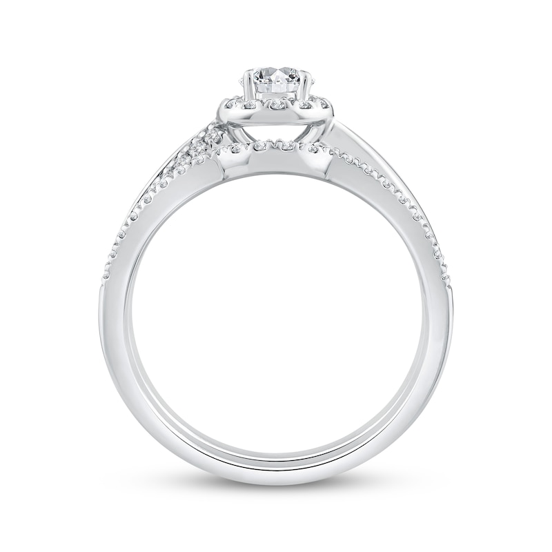 Main Image 3 of Adore Round-Cut Diamond Halo Bridal Set 5/8 ct tw 10K White Gold
