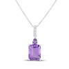 Thumbnail Image 1 of Emerald-Cut Amethyst & White Lab-Created Sapphire Necklace Sterling Silver 18"