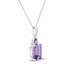 Thumbnail Image 2 of Emerald-Cut Amethyst & White Lab-Created Sapphire Necklace Sterling Silver 18"