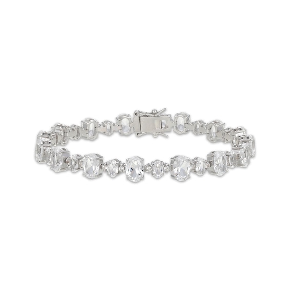 Oval & Round-Cut White Lab-Created Sapphire Bracelet Sterling Silver 7.25"