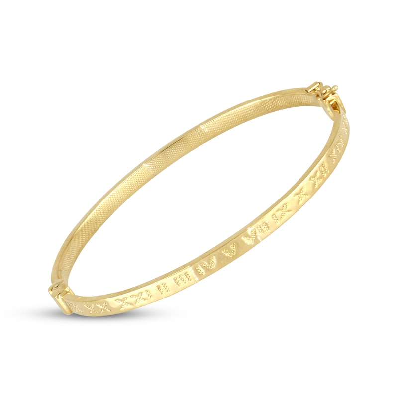 Main Image 2 of Bangle Bracelet with Roman Numeral Engraving 14K Yellow Gold