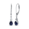 Thumbnail Image 1 of Oval-Cut Natural Blue Sapphire & Diamond Accent Dangle Earrings 14K White Gold