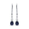 Thumbnail Image 2 of Oval-Cut Natural Blue Sapphire & Diamond Accent Dangle Earrings 14K White Gold