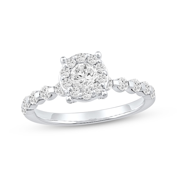 Adore Round-Cut Diamond Halo Engagement Ring 1 ct tw 14K White Gold