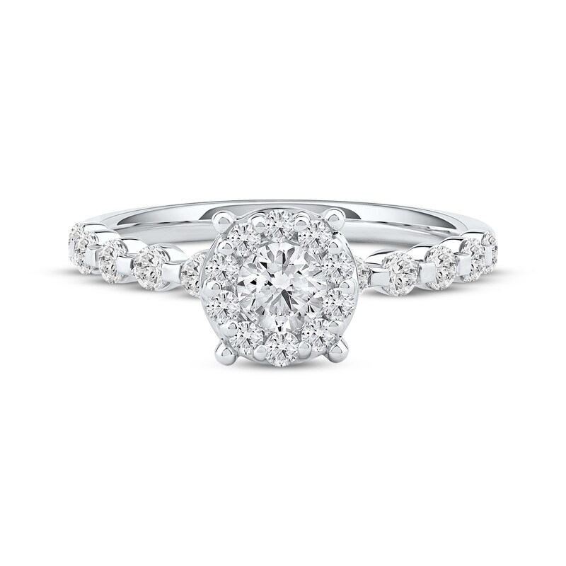 Main Image 3 of Adore Round-Cut Diamond Halo Engagement Ring 1 ct tw 14K White Gold