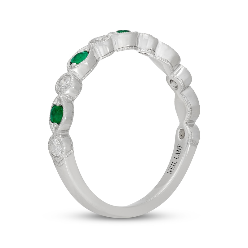 Main Image 2 of Neil Lane Diamond & Natural Emerald Anniversary Ring 1/5 ct tw 14K White Gold