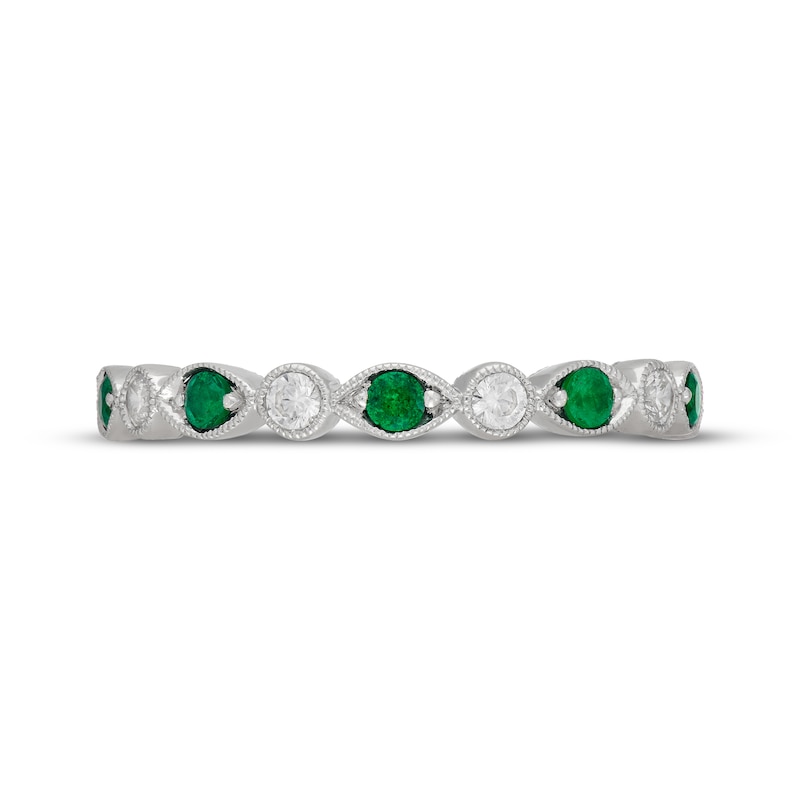 Main Image 3 of Neil Lane Diamond & Natural Emerald Anniversary Ring 1/5 ct tw 14K White Gold