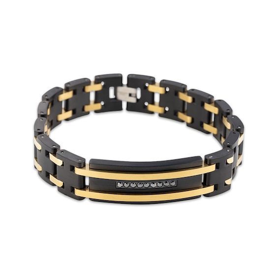 Men's Black Diamond Link Bracelet 1/4 ct tw Black & Yellow Ion-Plated Stainless Steel 8.5"