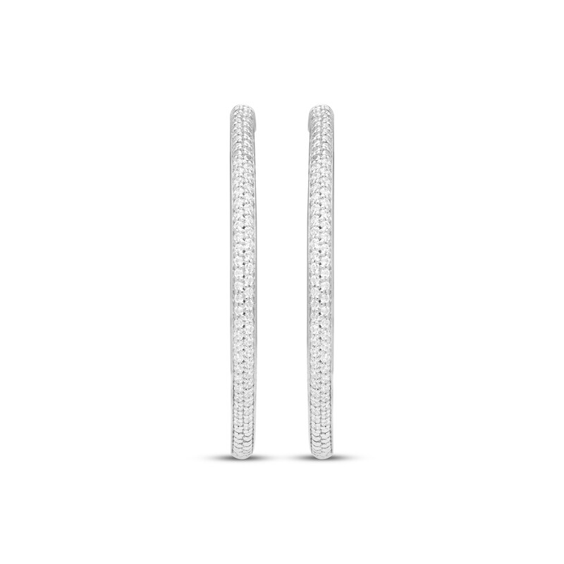 Main Image 2 of Diamond Two-Row Pavé Hoop Earrings 1/2 ct tw Sterling Silver