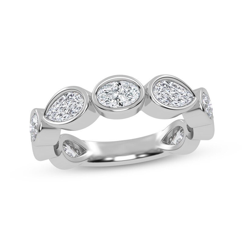 Main Image 1 of Lab-Grown Diamonds by KAY Oval, Pear & Round-Cut Anniversary Ring 2 ct tw 14K White Gold