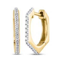 STUDIO BY KAY Diamond Hexagon Hoop Earrings 1/8 ct tw 10K Yellow Gold