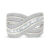 Thumbnail Image 4 of Baguette & Round-Cut Multi-Band Crossover Ring 1 ct tw 10K White Gold