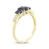 Thumbnail Image 2 of Emerald-Cut Natural Blue Sapphire & Diamond Three-Stone Ring 1/20 ct tw 14K Yellow Gold