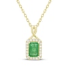 Thumbnail Image 1 of Emerald-Cut Natural Emerald & Diamond Necklace 1/10 ct tw 14K Yellow Gold 18"