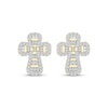 Thumbnail Image 2 of Men's Baguette & Round-Cut Diamond Cross Stud Earrings 1/4 ct tw 10K Yellow Gold