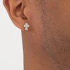 Thumbnail Image 3 of Men's Baguette & Round-Cut Diamond Cross Stud Earrings 1/4 ct tw 10K Yellow Gold