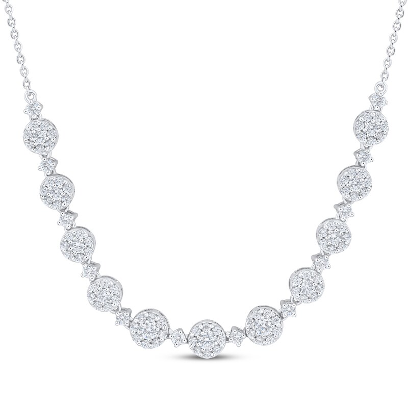 Main Image 1 of Multi-Diamond Circles Necklace 1 ct tw 14K White Gold 17"