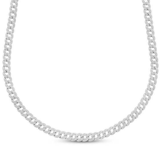 Men's Diamond Curb Chain Necklace 5/8 ct tw Sterling Silver 20"