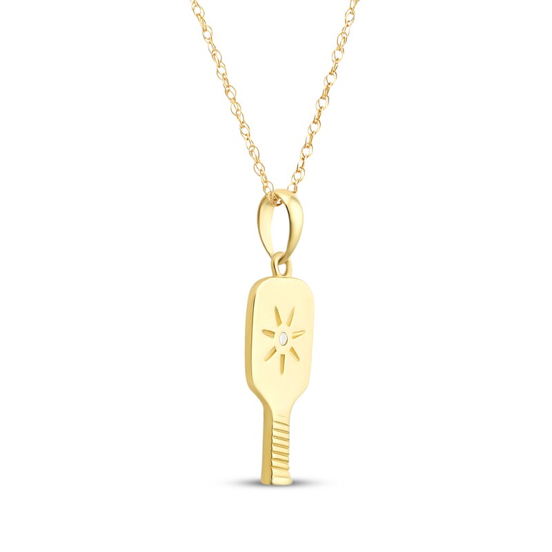 Main Image 2 of Cubic Zirconia Pickleball Racket Necklace 10K Yellow Gold 18"