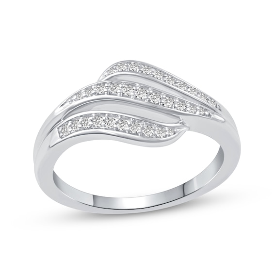 Diamond Three-Row Wave Fashion Ring 1/5 ct tw Sterling Silver