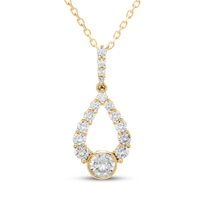 Main Image 1 of Milestones Diamond Teardrop Necklace 3/4 ct tw 10K Yellow Gold 18"