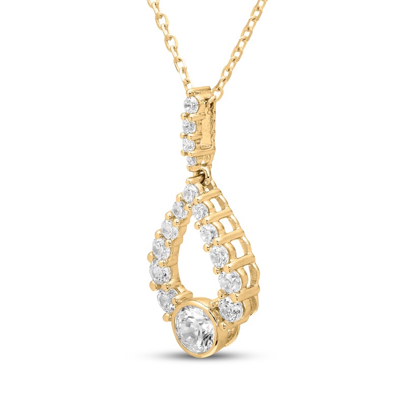 Main Image 2 of Milestones Diamond Teardrop Necklace 3/4 ct tw 10K Yellow Gold 18"