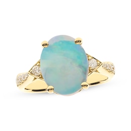 Cirari Couture Opal & Diamond Ring 1/5 ct tw 14K Yellow Gold