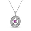Thumbnail Image 2 of Heart-Shaped Pink & White Lab-Created Sapphire Circle Necklace Sterling Silver 18"