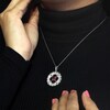 Thumbnail Image 4 of Heart-Shaped Pink & White Lab-Created Sapphire Circle Necklace Sterling Silver 18"