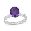 Thumbnail Image 1 of Oval-Cut Amethyst & White Lab-Created Sapphire Ring Sterling Silver