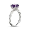 Thumbnail Image 2 of Oval-Cut Amethyst & White Lab-Created Sapphire Ring Sterling Silver