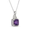Thumbnail Image 2 of Cushion-Cut Amethyst & White Lab-Created Sapphire Necklace Sterling Silver 18"