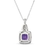 Thumbnail Image 3 of Cushion-Cut Amethyst & White Lab-Created Sapphire Necklace Sterling Silver 18"