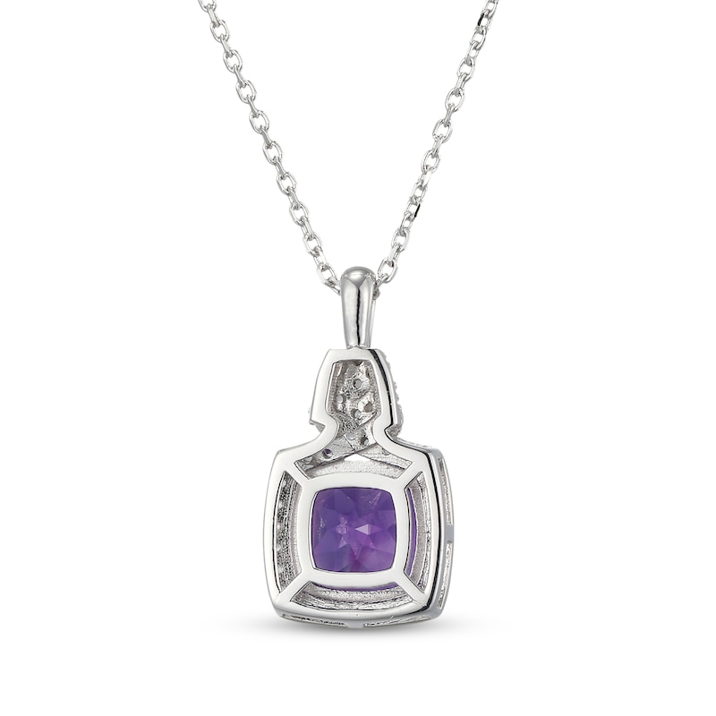 Main Image 3 of Cushion-Cut Amethyst & White Lab-Created Sapphire Necklace Sterling Silver 18"