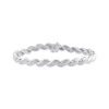 Thumbnail Image 1 of Diamond Wave Link Bracelet 1/10 ct tw Sterling Silver 7"