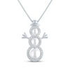 Thumbnail Image 1 of Cultured Pearl & White Lab-Created Sapphire Snowman Necklace Sterling Silver 18"