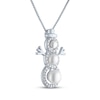 Thumbnail Image 2 of Cultured Pearl & White Lab-Created Sapphire Snowman Necklace Sterling Silver 18"