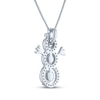 Thumbnail Image 3 of Cultured Pearl & White Lab-Created Sapphire Snowman Necklace Sterling Silver 18"