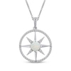 Thumbnail Image 1 of Lab-Created Opal & White Lab-Created Sapphire Star Circle Necklace Sterling Silver 18"