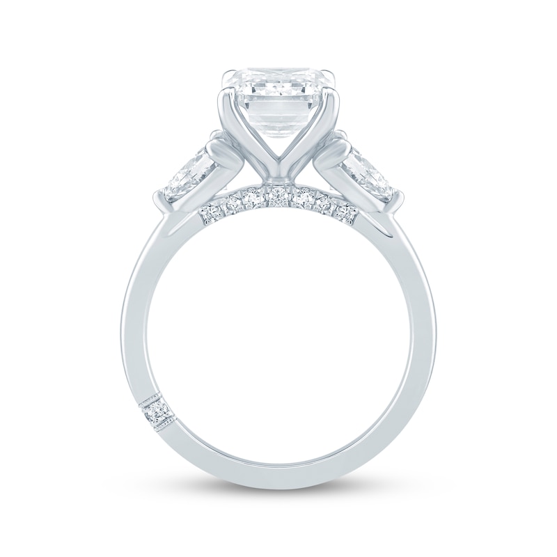 Main Image 3 of Monique Lhuillier Bliss Emerald-Cut Lab-Grown Diamond Three-Stone Engagement Ring 4-1/8 ct tw 18K White Gold